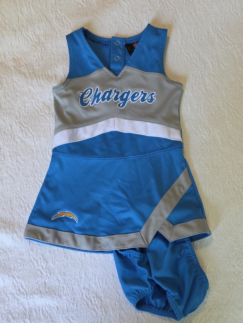 NFL Football LA Chargers Cheerleader Uniform,  in Powder Blue and Gray, 18 M